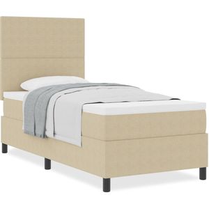 vidaXL - Boxspring - Bed - met - Matras - Lichtgroen - Grijs - Eenpersoons - Corduroy - Stof
