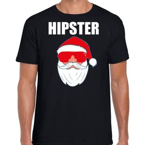 Fout Kerstshirt / Kerst t-shirt Hipster Santa zwart voor heren- Kerstkleding / Christmas outfit L