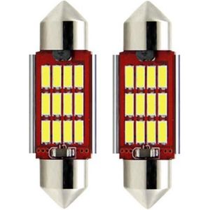 TLVX C5W 37mm Festoon LED Auto lampen / 2 stuks / 37 milimeter / Interieur lamp / Leeslamp / Sfeerverlichting dakhemel / Interior License Bulb / Buislamp / Kofferbak lamp / Kenteken verlichting / Canbus Storingsvrij / 6000K Wit licht / 12V