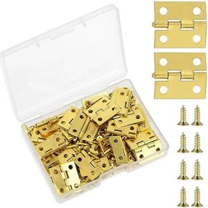 Klassieke stijl ijzeren gouden afwerking kleine scharnieren (50 stuks) met 7mm schroeven (200 stuks) voor houten doos, ambachten, poppenhuis, kastdecoratie