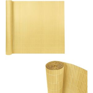 Aufun PVC Zichtwerende Mat - Versterkte Lamellen voor Balkon, Terras of Tuin- Waterdicht, Stevig en Met Kabelbinders, (120x500 cm, Bamboe)