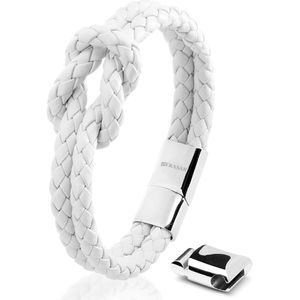 SERASAR Armband van Echt Leer Dames [Knot] - Wit 20cm - Huwelijkscadeau voor Dames