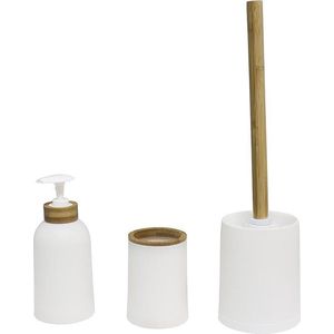 Balvi Toiletaccessoire-set Zen Bamboe/pp Wit/naturel 3-delig