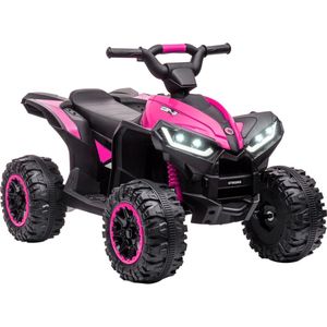 Quad elektrische buggy voor kinderen, 12 V, 3 km/u, max. lichteffecten, zadel voor kinderen, 3-5 jaar, metaal, PP, zwart, roze