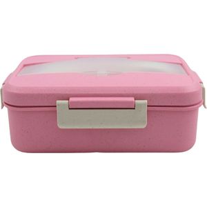 Duurzame Roze Bentobox met Serviesvak - Bentobox van Gerecycled Plastic - Kunststof Lunchbox - Bentobox volwassenen - Bentoboxen - Bentobox kinderen - Handige bentobox met lepel en vork! - Broodtrommel van gerecycled materiaal