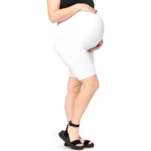 Be Mammy Dames Leggings - Zwangerschapskleding - Grote maten - Korte - Katoen - Wit - 5XL - MS-MS10-462-LE