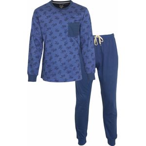 MEQ Heren Pyjama - Pyjama Set - Nachtkleding - 100% Katoen - Blauw - Maat XXL