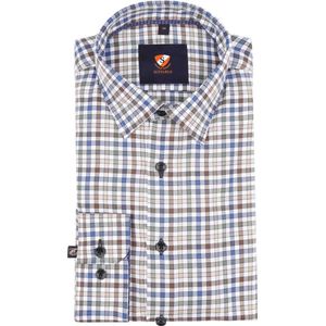 Suitable - Overhemd Bruin Ruiten - Heren - Maat 41 - Slim-fit