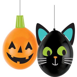 Amscan - Latex Ballonnen Pompoen/Kat - Halloween - Halloween Decoratie - Halloween Versiering - Halloween Ballonnen