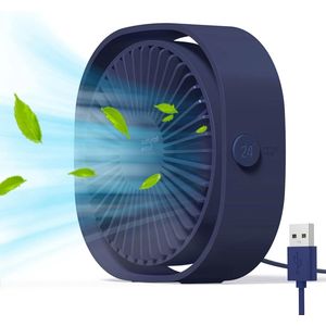 USB Ventilator Draagbaar Stil - 3 Snelheden - USB Voeding Thuis en Kantoor - Donkerblauw