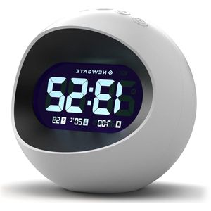 Digital Center of the Earth Alarm Clock - LCD Display - Office Clock - Table Clock - Mantle Clock - Bedside Clock - White