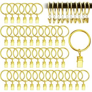 Gordijnringen met clips - Metaal - 40 stuks - Goud - 32 mm