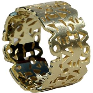 Schitterende 14 Karaat Vergulde Zilveren Brede Ring Liefdesbrief 16.50 mm. (maat 52) model 6 Carmen