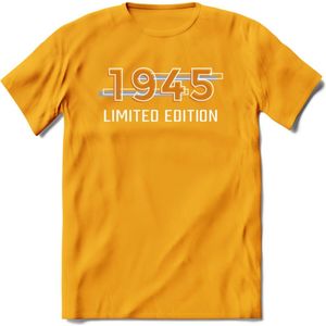 1945 Limited Edition T-Shirt | Goud - Zilver | Grappig Verjaardag en Feest Cadeau Shirt | Dames - Heren - Unisex | Tshirt Kleding Kado | - Geel - XXL