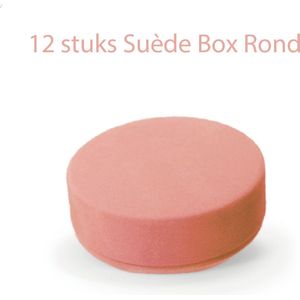 12 stuks Suède Box Rond - Koraalrood - Doopsuiker - Geboorte - Babyborrel - Lentefeest - Huwelijk - Vormsel - Doosjes - Verpakking - Uitdeelcadeau