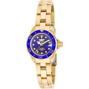 Invicta Pro Diver 17036 Dames Horloge - Waterdicht - Analoog - Quartz Uurwerk - Roestvrij Staal met blauwe Wijzerplaat - 25mm