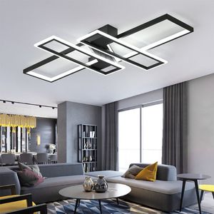 Moderne LED Kroonluchter - Dimbaar met Afstandsbediening - Zwart - LED Plafondlamp - Woonkamerlamp - Plafoniere
