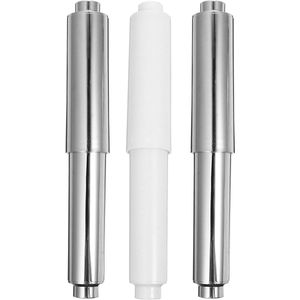 Kunststof toiletpapierhouder - vervangbaar - 3 stuks - wit zilver
