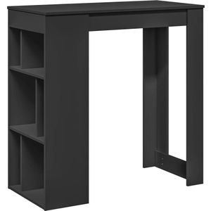 vidaXL Bartafel met rekken 102x50x103,5 cm bewerkt hout zwart - Bartafel - Bartafels - Statafel - Statafeltje