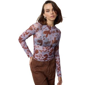 Trendyol Lila Karyoka Gestikt Abstract Patroon Slim/Fits Crop/Kort Gebreide Blouse Twoaw25Bz00219