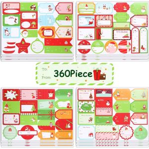 Kerst Sticker Labels - Zelfklevend - Voor Cadeautjes - 360 Stuks - Multikleur