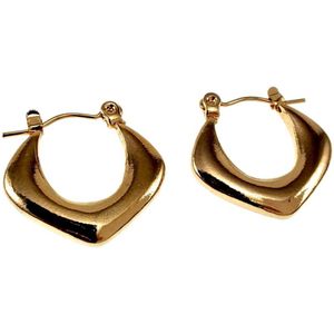 ∅20mm Oorringen Dames - Verguld RVS - Gouldkleurige Oorbellen - Ruitvorm