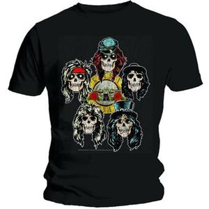 Guns N' Roses - Vintage Heads Heren T-shirt - S - Zwart