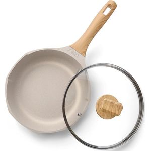 Koekenpan inductie anti-aanbak 24 cm pan met deksel, anti-aanbaklaag, krasbestendig met bakelieten handvat