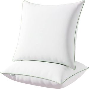Hoofdkussen, 65 x 65 cm, set van 2, 2800 g (1400 gx2), in hoogte verstelbaar kussen, vierkant, slaapkussen, wit, bedkussen met ritssluiting, wasbare kussensloop