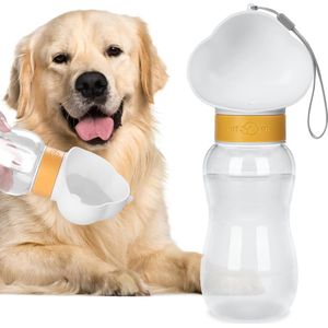 Drinkfles voor honden, voor onderweg, 600 ml, draagbare hondendrinkfles van BPA-vrij kunststof, lekvrije waterfles voor huisdieren, honden, puppy's voor buiten, reizen, wandelen