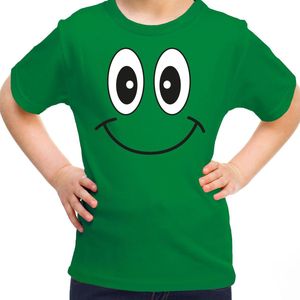 Bellatio Decorations Verkleed t-shirt voor kinderen/meisje - smiley - groen - feestkleding 110/116