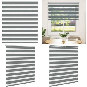 vidaXL Zebra rolgordijn 120x150 cm stofbreedte 115,9 cm donkergrijs - Zebra Jaloezie - Zebra Jaloezieën - Zebra Rolgordijn - Dubbel Rolgordijn