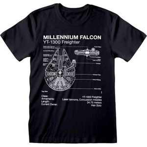 Star Wars - Millenium Falcon Sketch  Unisex T-Shirt Zwart