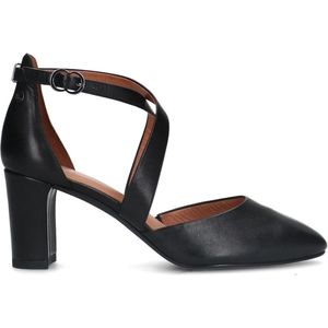 No Stress - Dames - Zwarte leren pumps met bandjes - Maat 37