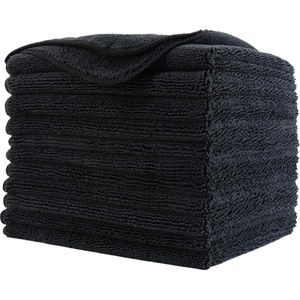 Microvezel schoonmaakhanddoek 40 x 40 cm - 12 stuks - zwart