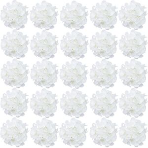 Pakket van 30 kunstmatige hortensiabloemkoppen 18 cm kunstbloemkoppen met stelen nepbloemen voor decoratie (puur wit)