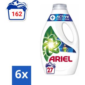 Ariel Original - Actieve Geurbestrijding - Vloeibaar Wasmiddel - Witte en Gekleurde Was - 27 Wasbeurten - Voordeelverpakking - 6 stuks
