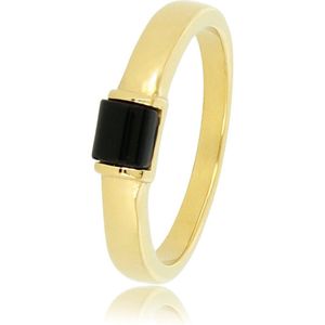 My Bendel - Goudkleurige ring met Onyx edelsteen - Goudkleurige ring met Onyx edelsteen - Met luxe cadeauverpakking