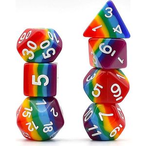 Lapi Toys - Dungeons and Dragons dobbelstenen - D&D dobbelstenen - D&D polydice - 1 set (7 stuks) - Regenboog