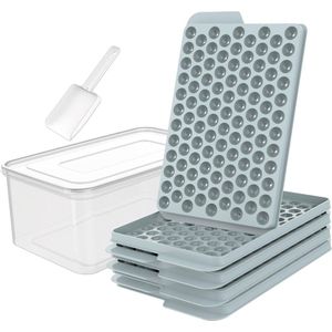 Mini-ijsblokjesvormpjes, 1,5 cm kleine ijsblokjesmachine voor de vriezer, eenvoudig te verwijderen, 104 x 4 stuks ijsbalvorm met bak en ijsschep, sap, cocktail