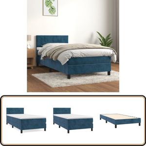 vidaXL Boxspring - Fluweel - Donkerblauw - 90x190 cm Boxspringbed - Donkere Kleuren - Luxe Beddengoed - Velvet Bed - Tweepersoons Bed