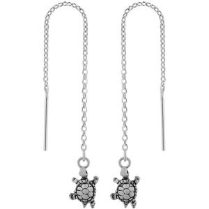 Zilveren oorbellen | Chain oorbellen | Zilveren chain oorbellen, schildpad