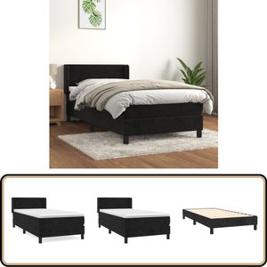 vidaXL Boxspring Zwart Fluweel 90x190 cm Boxspringbed - Velvet Bed - Tweepersoonsbed - King Size Bed - Zitzakken