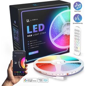 Lideka® - LED strip 7.5 Meter op 1 Rol - Multi color - Dimbaar - Zelfklevend - incl. App - Light Strips - Licht Strip - Led Verlichting