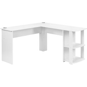 Gotagee Hoekbureau 140 cm computerbureau, L-vormig hoekbureau met 2 legplanken, H75/B140/L140 cm wit