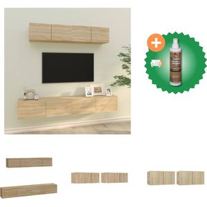 vidaXL TV-meubelset Sonoma Eiken - 60x30x30cm - 80x30x30cm - Stevig en praktisch design - Kast - Inclusief Houtreiniger en verfrisser