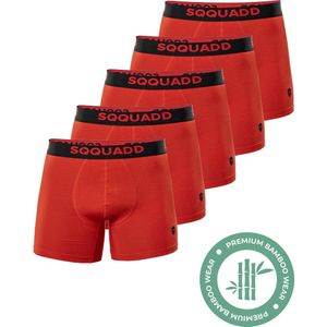 SQQUADD® Bamboe Ondergoed Heren - 5-pack Boxershorts - Maat XL - Comfort en Kwaliteit - Voor Mannen - Bamboo - Rood