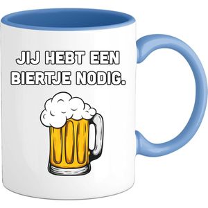 Biertje nodig? - Bier kleding cadeau - bierpakket kado idee - grappige bierglazen drank feest teksten en zinnen - Mok - Slate Blue