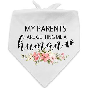 Honden bandana My Parents are getting Me a Human Flowers - hond - bandana - babyshower - genderreveal - huisdier - baby