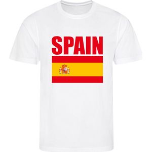 WK - Spanje - Spain - Espana - T-shirt Wit - Voetbalshirt - Maat: 146/152 (L) - 11-12 jaar - Landen shirts